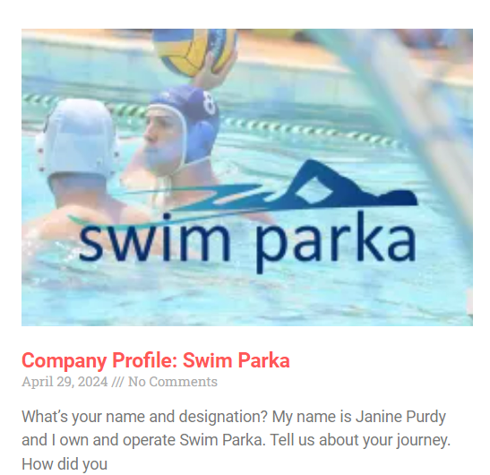 Swim Parka gets features on Business Directory
